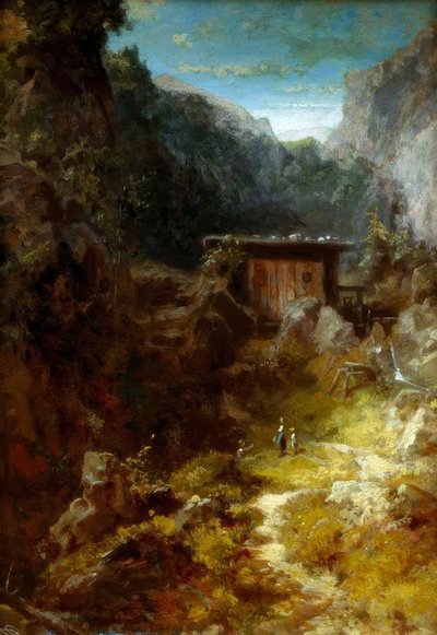 Mulino in montagna con tre figure da Carl Spitzweg